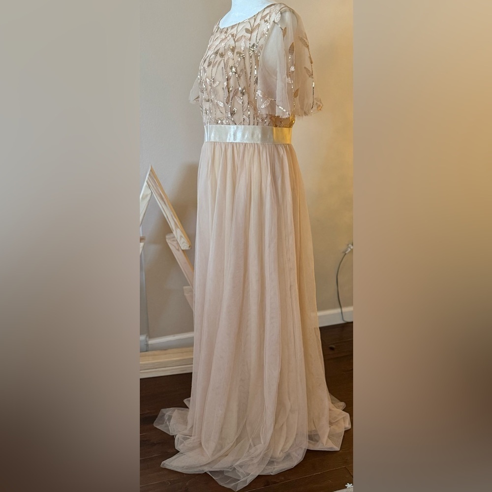 Ever Pretty Cream Dress with Gold Sequins, 16 - Picture 8 of 16